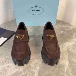 Prada Chocolate Nappa Leather Sandal Kitten Heel