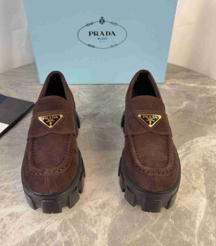 Prada Chocolate Nappa Leather Sandal Kitten Heel